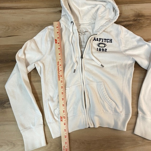 Abercrombie & Fitch White Full Zip Hoodie Sweatshirt A&F Football 1892 Large - Picture 5 of 14